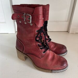 Fly London red Metz lace up boots size 40 (their US 9-9.5)